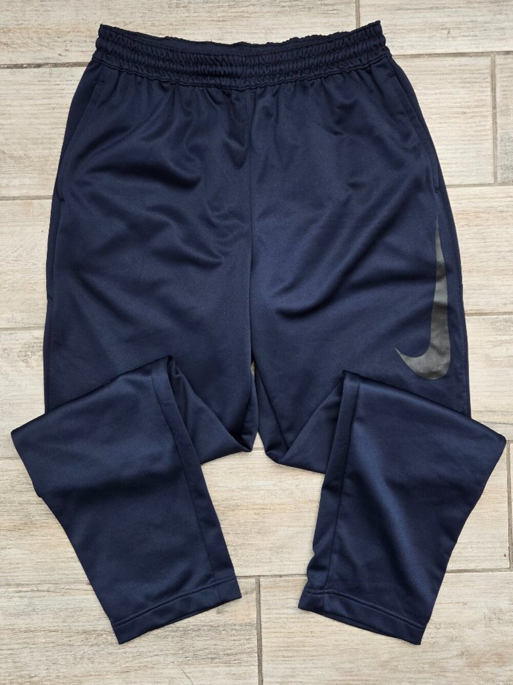 Nike Therma Dri Fit Sweatpants Men Navy Blue Chunky Swoosh Sports Activewear XL